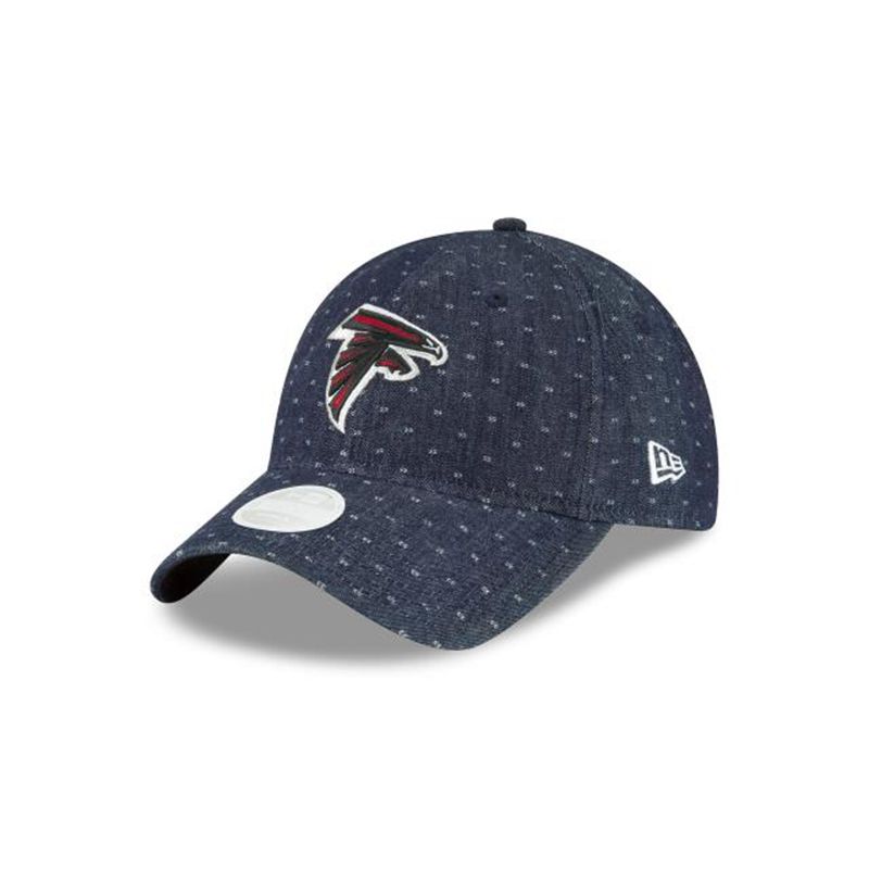 NFL Atlanta Falcons Womens Dotted Denim 9Twenty Adjustable (BWG3128) - Blue New Era Caps